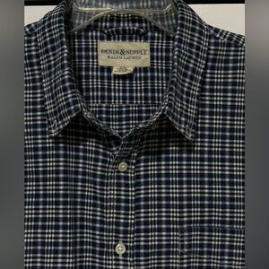 Ralph Lauren 90s DENIM SUPPLY Y2K Blue White Cotton Button Down Mens XL Shirt